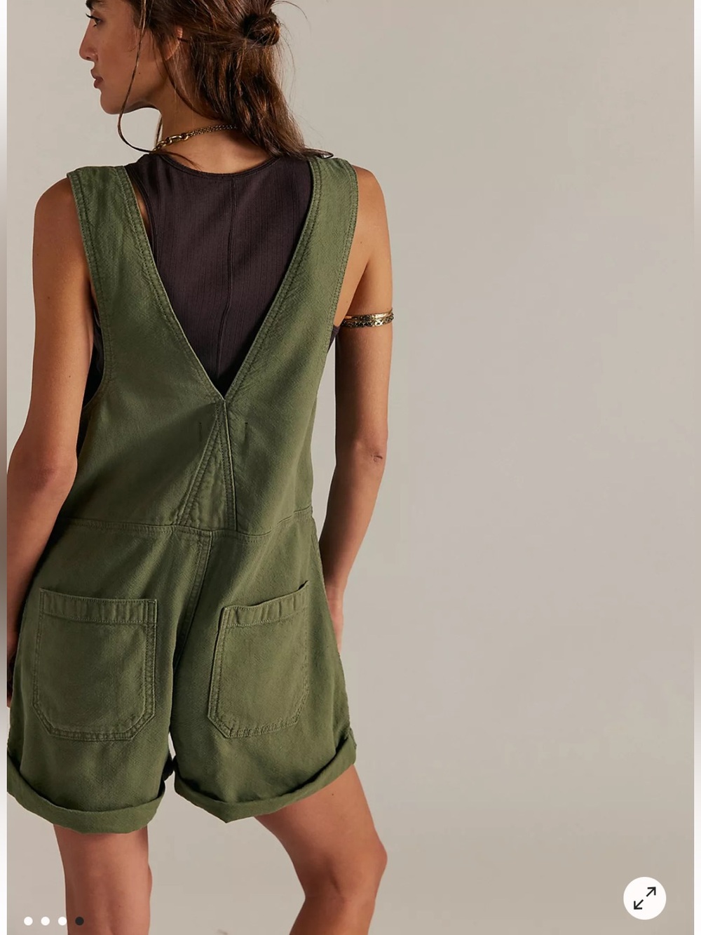Free People We The Free Jude Shortalls Verdant Olive Green Like New - Picture 3 of 4